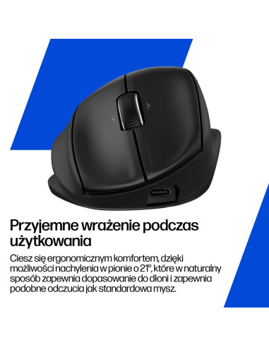 Mysz Hp Tilt Ergonomic Black Mouse 720M Wireless / Bluetooth Bezprzewodowa Czarna Bh0Z4Aa