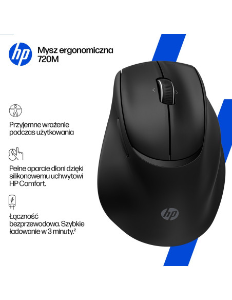 Mysz Hp Tilt Ergonomic Black Mouse 720M Wireless / Bluetooth Bezprzewodowa Czarna Bh0Z4Aa