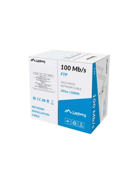 Lanberg Kabel Lan Ftp 100Mb/S 305M Drut Cca Szary