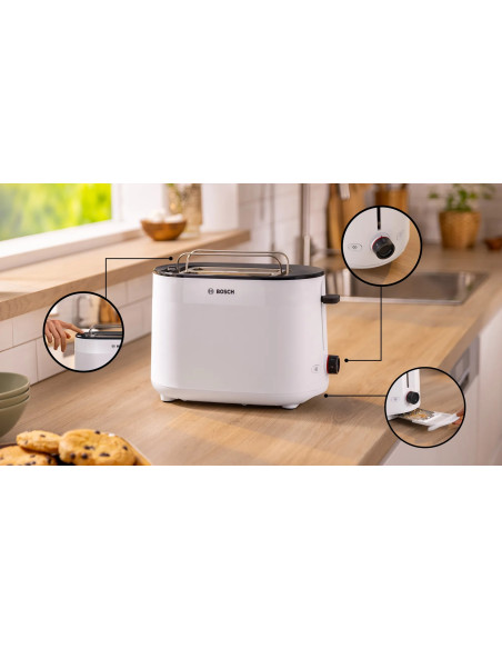 Bosch Tat2M121 Toster 6 2 Kaw. 950 W Biały