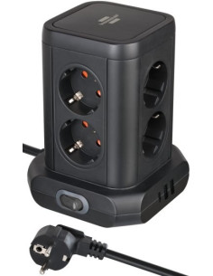 Brennenstuhl 1153560010 Wieża Zasilająca Tower 8 Gniazd 2Xusb-A 1Xusb-C Pd 2M Schuko Czarna