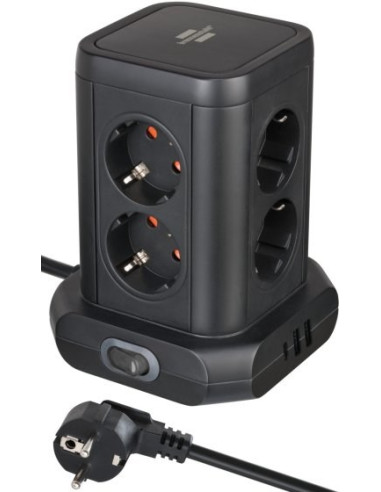 Brennenstuhl 1153560010 Wieża Zasilająca Tower 8 Gniazd 2Xusb-A 1Xusb-C Pd 2M Schuko Czarna