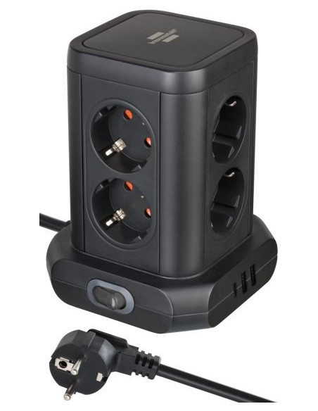 Brennenstuhl 1153560010 Wieża Zasilająca Tower 8 Gniazd 2Xusb-A 1Xusb-C Pd 2M Schuko Czarna