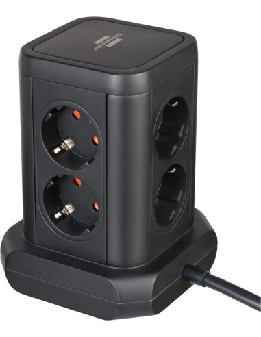 Brennenstuhl 1153560010 Wieża Zasilająca Tower 8 Gniazd 2Xusb-A 1Xusb-C Pd 2M Schuko Czarna
