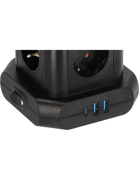Brennenstuhl 1153560010 Wieża Zasilająca Tower 8 Gniazd 2Xusb-A 1Xusb-C Pd 2M Schuko Czarna