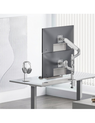 Ergo Office Uchwyt Na 2 Monitory, Sprężyna Gazowa, 17"-32", 1-10Kg, Biały Mat Er-692 W