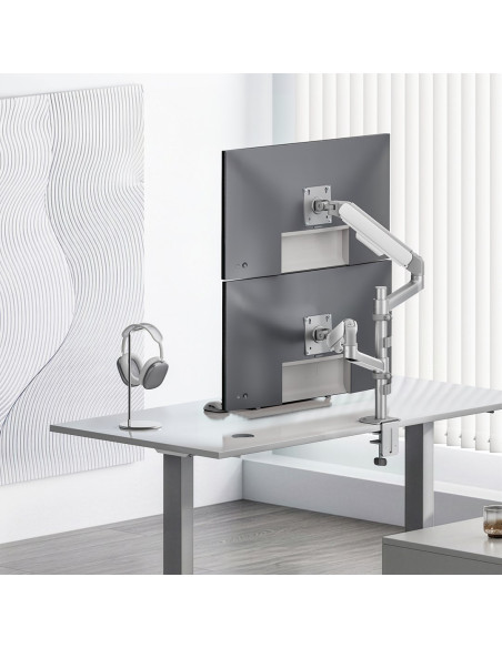 Ergo Office Uchwyt Na 2 Monitory, Sprężyna Gazowa, 17"-32", 1-10Kg, Biały Mat Er-692 W