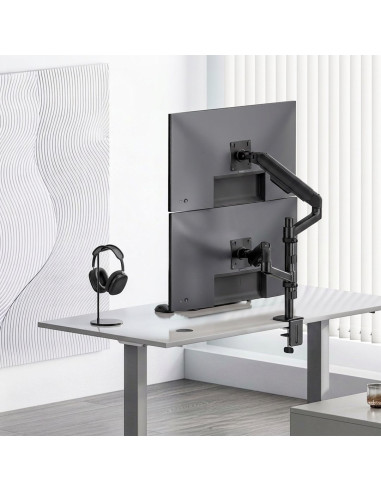 Ergo Office Uchwyt / Wieszak Na 2 Monitory, Sprężyna Gazowa, 17"-32", 1-10Kg, Czarny Mat, Er-692 B