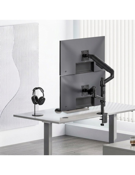 Ergo Office Uchwyt / Wieszak Na 2 Monitory, Sprężyna Gazowa, 17"-32", 1-10Kg, Czarny Mat, Er-692 B