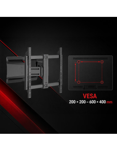 Maclean Uchwyt / Wieszak Do Telewizora, Max. Vesa 600X400, 37-90", Max. Obciążenie 65Kg, Czarny Mc-881 N