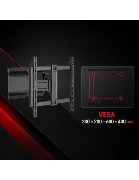 Maclean Uchwyt / Wieszak Do Telewizora, Max. Vesa 600X400, 37-90", Max. Obciążenie 65Kg, Czarny Mc-881 N