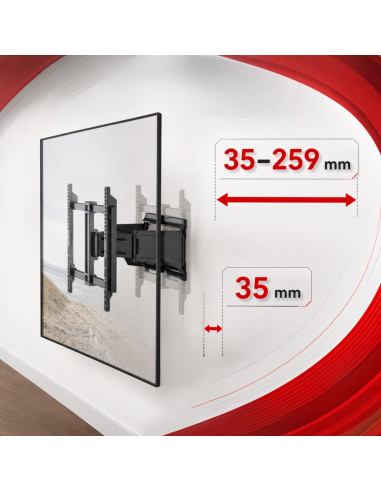 Maclean Uchwyt / Wieszak Do Telewizora, Max. Vesa 600X400, 37-90", Max. Obciążenie 65Kg, Czarny Mc-881 N