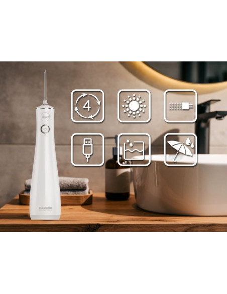 Eldom Irygator Ry200B 230 Ml Akumulatorowy,Biały, Czas Pracy 60 Min. Czas Ładowania Ok. 6 H, Ipx7, Etui Podróżne, Przewód Usb
