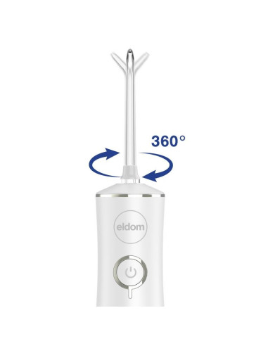 Eldom Irygator Ry200B 230 Ml Akumulatorowy,Biały, Czas Pracy 60 Min. Czas Ładowania Ok. 6 H, Ipx7, Etui Podróżne, Przewód Usb