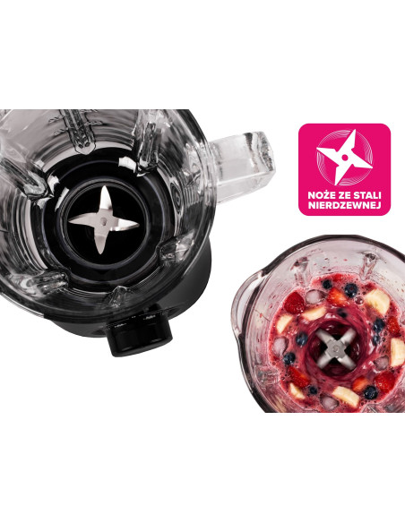 Eldom Blender Kielichowy Bk6 Noxar 100W Czarny 22000 Obr/Nin Kielich 1,8 L Ze Szkła Hartowanego Dwa Poziomy Rędkości + Pulse
