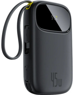 Powerbank Baseus Enerfill Fc31 Qpow3 20000Mah 22.5W Z Wyświetlaczem Cyfrowym I 2 Wbudowanymi Kablami (Usb-C + Lightning) - Czarn