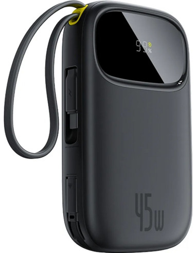 Powerbank Baseus Enerfill Fc31 Qpow3 20000Mah 22.5W Z Wyświetlaczem Cyfrowym I 2 Wbudowanymi Kablami (Usb-C + Lightning) - Czarn
