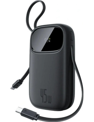 Powerbank Baseus Enerfill Fc31 Qpow3 20000Mah 22.5W Z Wyświetlaczem Cyfrowym I 2 Wbudowanymi Kablami (Usb-C + Lightning) - Czarn
