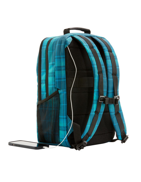 Plecak Hp Campus Xl Do Notebooka 16" 7J594Aa Niebiesko-Turkusowa Krata