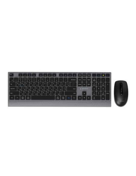 Gembird Bezprzewodowy Zestaw Klawiatury + Mysz Dual Mode, 2.4 Ghz + Bt, Slim, Układ Ru, Kolor Czarny