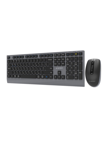 Gembird Bezprzewodowy Zestaw Klawiatury + Mysz Dual Mode, 2.4 Ghz + Bt, Slim, Układ Ru, Kolor Czarny