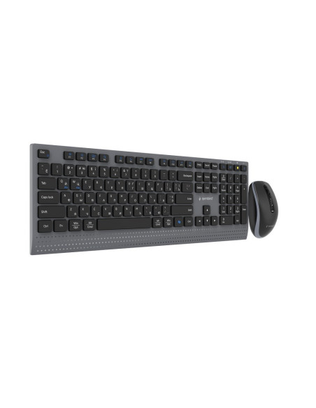 Gembird Bezprzewodowy Zestaw Klawiatury + Mysz Dual Mode, 2.4 Ghz + Bt, Slim, Układ Ru, Kolor Czarny