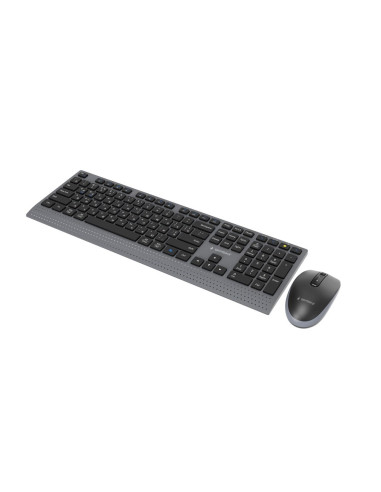 Gembird Bezprzewodowy Zestaw Klawiatury + Mysz Dual Mode, 2.4 Ghz + Bt, Slim, Układ Ru, Kolor Czarny