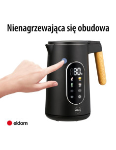 Eldom Czajnik Bezprzewodowy Z Regulacją Tem. C550 Czarny 5 Zapisanych Programów: 40, 70, 80, 90, 100°C (Tworzywo + Stal Szlac 2