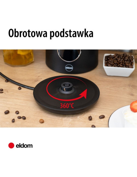 Eldom Czajnik Bezprzewodowy Z Regulacją Tem. C550 Czarny 5 Zapisanych Programów: 40, 70, 80, 90, 100°C (Tworzywo + Stal Szlac
