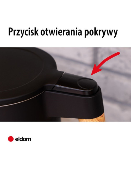 Eldom Czajnik Bezprzewodowy Z Regulacją Tem. C550 Czarny 5 Zapisanych Programów: 40, 70, 80, 90, 100°C (Tworzywo + Stal Szlac