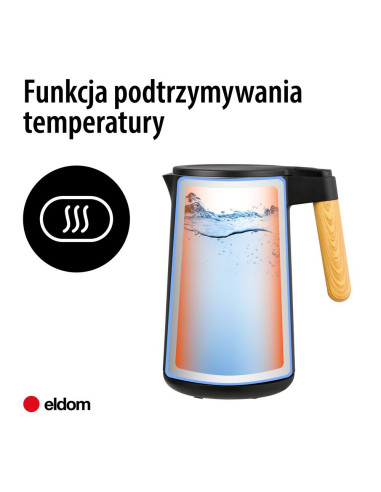 Eldom Czajnik Bezprzewodowy Z Regulacją Tem. C550 Czarny 5 Zapisanych Programów: 40, 70, 80, 90, 100°C (Tworzywo + Stal Szlac