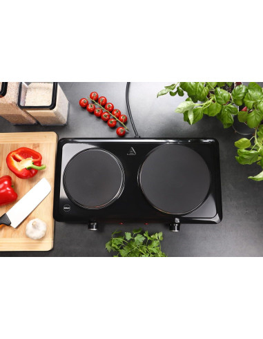 Eldom Elektryczna Kuchenka Dwupalnikowa Pg22 2500W, Płynna Regulacja Temperatury Średnice Płyt 18,5 Cm + 15,5 Cm