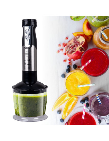 Eldom Blender Wielofunkcyjny Bl250 Vexi 800W Czarno-Srebrny Metalowa Końcówka Do Rozdrabniania, Pojemnik Z Nożem Siekającym O