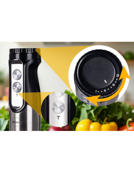 Eldom Blender Wielofunkcyjny Bl250 Vexi 800W Czarno-Srebrny Metalowa Końcówka Do Rozdrabniania, Pojemnik Z Nożem Siekającym O