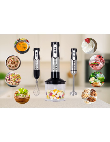 Eldom Blender Wielofunkcyjny Bl250 Vexi 800W Czarno-Srebrny Metalowa Końcówka Do Rozdrabniania, Pojemnik Z Nożem Siekającym O