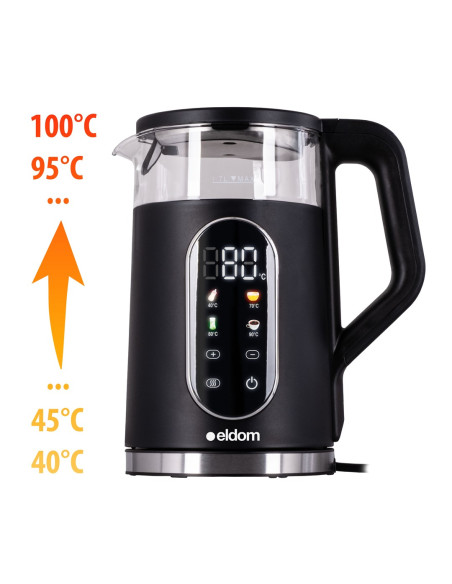 Eldom Czajnik Bezprewodowy Z Regulacją Temperatury C560 Nuvia 2000W 1,7 L ,Wyświetlacz Led , Regulacje Temperatury Wody