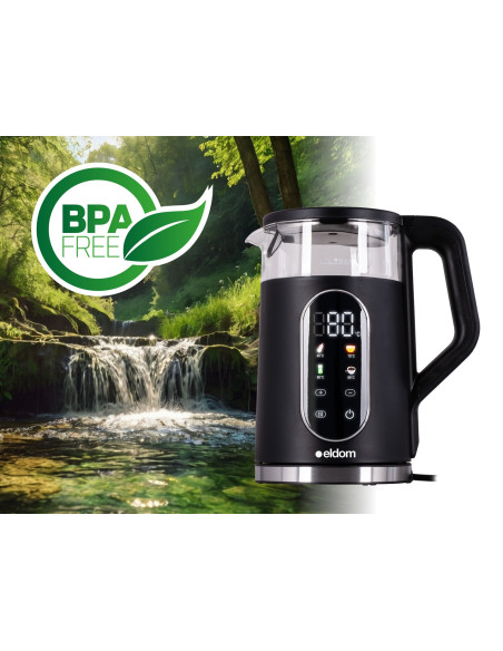 Eldom Czajnik Bezprewodowy Z Regulacją Temperatury C560 Nuvia 2000W 1,7 L ,Wyświetlacz Led , Regulacje Temperatury Wody