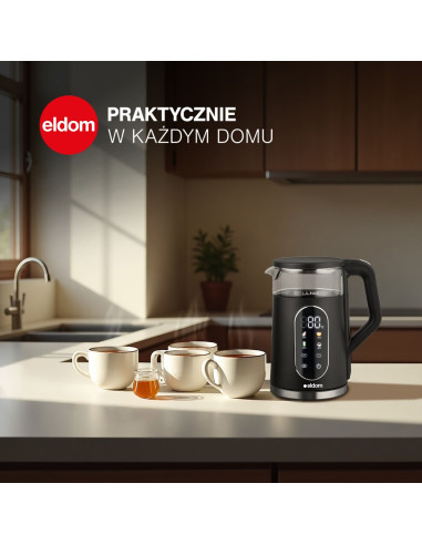Eldom Czajnik Bezprewodowy Z Regulacją Temperatury C560 Nuvia 2000W 1,7 L ,Wyświetlacz Led , Regulacje Temperatury Wody