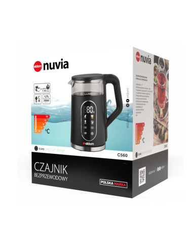 Eldom Czajnik Bezprewodowy Z Regulacją Temperatury C560 Nuvia 2000W 1,7 L ,Wyświetlacz Led , Regulacje Temperatury Wody