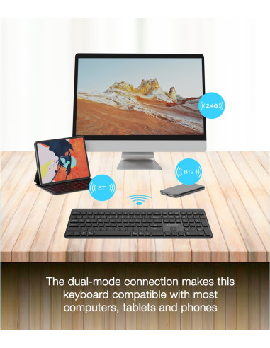 Gembird Bezprzewodowy Zestaw Klawiatury + Mysz Slim Pro Business, Dual Mode, 2,4 Ghz + Bt, Układ Us, Kolor Czarny