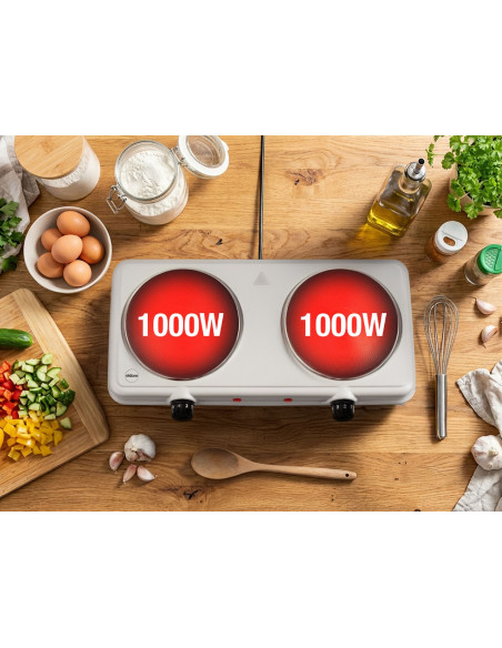 Eldom Kuchenka Elektryczna Dwupłytowa Pg23 Doppo 2000W Srebrna
