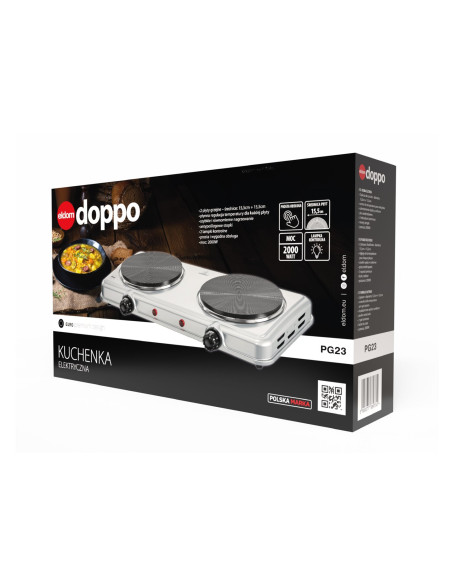 Eldom Kuchenka Elektryczna Dwupłytowa Pg23 Doppo 2000W Srebrna