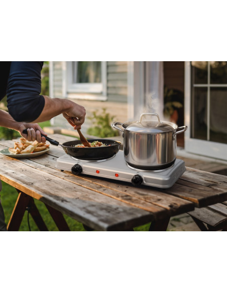 Eldom Kuchenka Elektryczna Dwupłytowa Pg23 Doppo 2000W Srebrna