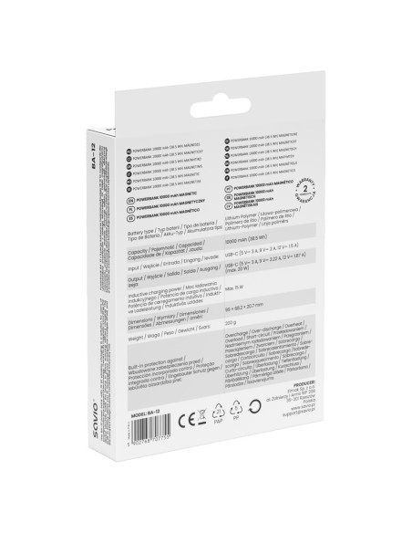 Savio Powerbank 10000 Mah Magnetyczny Czarny Ba-12