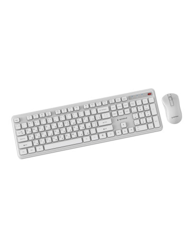 Gembird Bezprzewodowy Zestaw Klawiatury + Mysz Slim Pro Business Na Biurko,Biały, Układ Ru