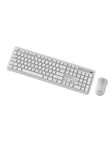 Gembird Bezprzewodowy Zestaw Klawiatury + Mysz Slim Pro Business Na Biurko,Biały, Układ Ru
