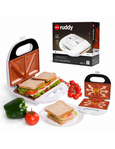 Eldom Opiekacz Do Kanapek St11B Ruddy 750 W Biały Ceramiczne Płyty