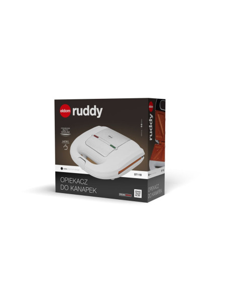 Eldom Opiekacz Do Kanapek St11B Ruddy 750 W Biały Ceramiczne Płyty