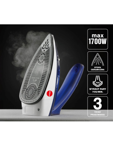 Eldom Żelazko Turystyczne Da50 900W Niebieskie, Prasowanie Na Such, Z Parą15G/Min, Uderzenie Pary 70G/Min