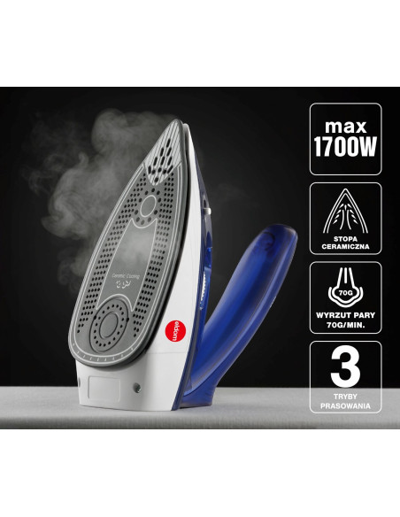 Eldom Żelazko Turystyczne Da50 900W Niebieskie, Prasowanie Na Such, Z Parą15G/Min, Uderzenie Pary 70G/Min